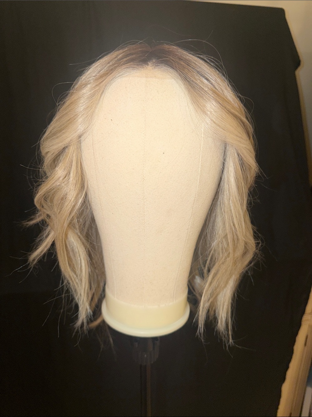 Blonde   medium length Wavy Women's Wig - Rooted blonde#202